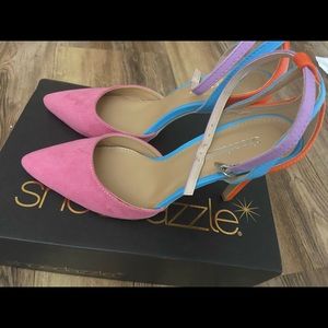 Heels in pink and blue